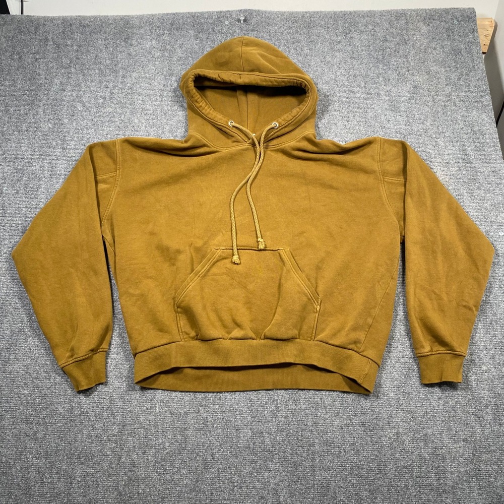 WEEKDAY Mens Mustard Yellow Pullover Hoodie Pocket Sweatshirt Size S